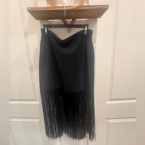 Elegant Black Fringe Skirt